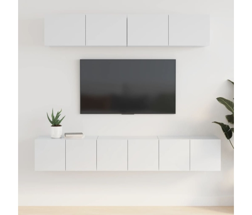 Set de muebles de TV 5 pzas madera contrachapada blanco brillo