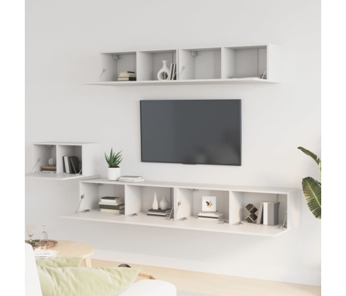 Set de muebles para TV 5 piezas madera contrachapada blanco