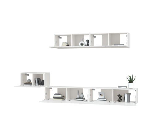 Set de muebles para TV 5 piezas madera contrachapada blanco