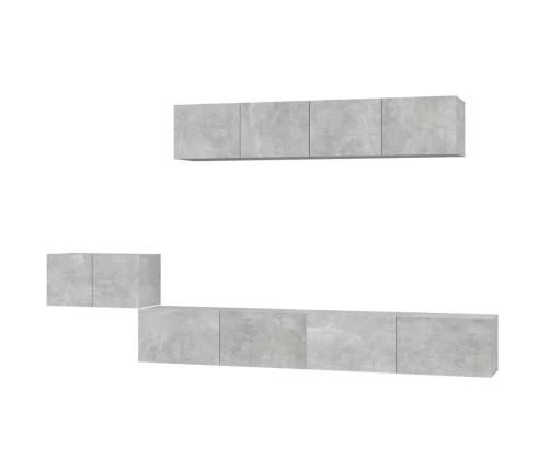 Set de muebles de TV 5 pzas madera contrachapada gris hormigón