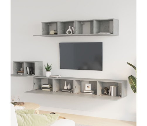 Set de muebles de TV 5 pzas madera contrachapada gris hormigón