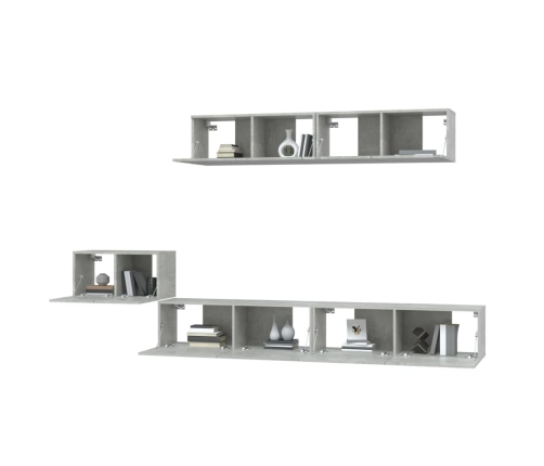 Set de muebles de TV 5 pzas madera contrachapada gris hormigón