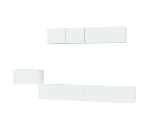 Set de muebles de TV 5 pzas madera contrachapada blanco brillo