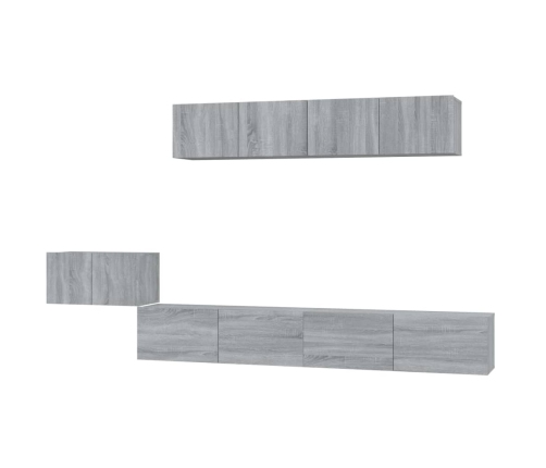 Set de muebles para TV 5 pzas madera contrachapada gris Sonoma