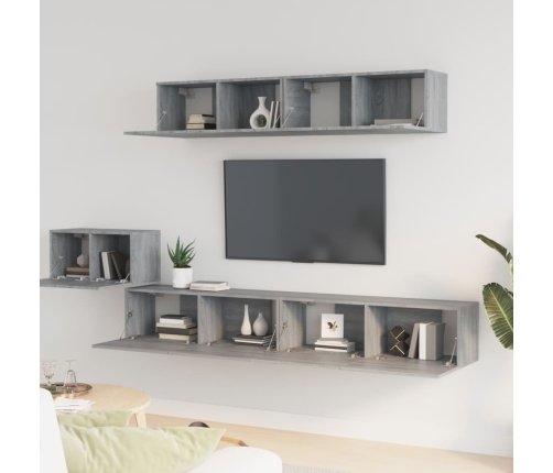 Set de muebles para TV 5 pzas madera contrachapada gris Sonoma