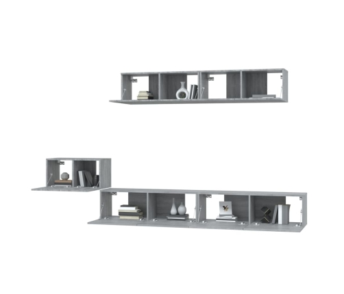 Set de muebles para TV 5 pzas madera contrachapada gris Sonoma