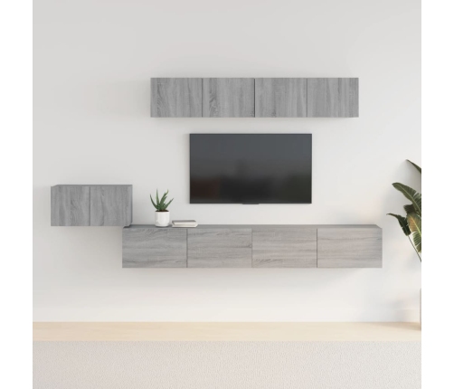 Set de muebles para TV 5 pzas madera contrachapada gris Sonoma