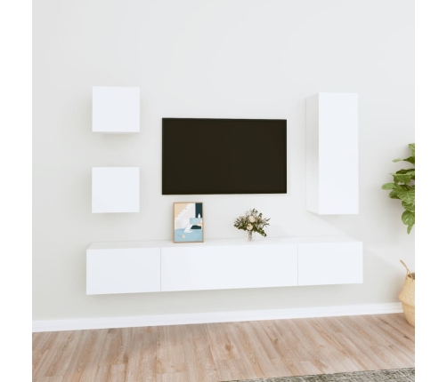 Set de muebles para TV 5 piezas madera contrachapada blanco