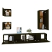 Set de muebles para TV 5 piezas madera contrachapada negro