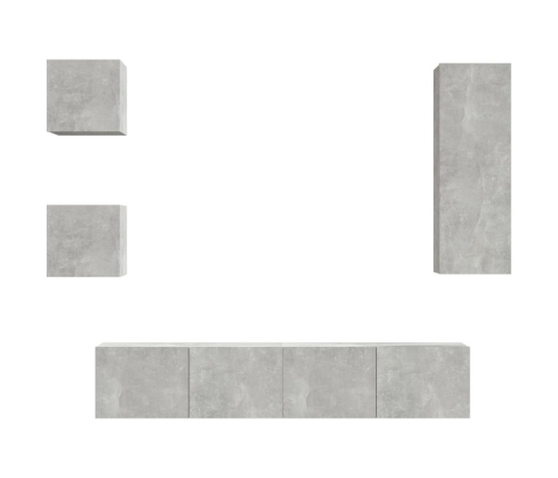 vidaXL Set de muebles de TV 5 pzas madera contrachapada gris hormigón