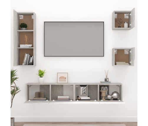 vidaXL Set de muebles de TV 5 pzas madera contrachapada gris hormigón