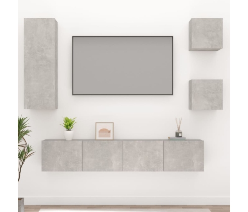 vidaXL Set de muebles de TV 5 pzas madera contrachapada gris hormigón