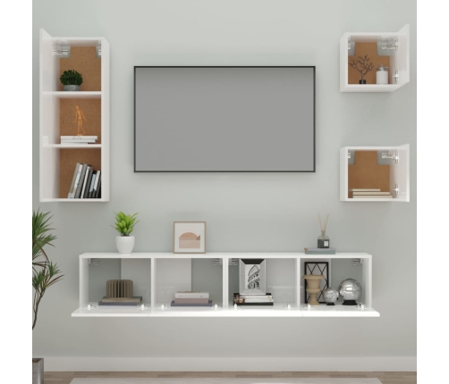 Set de muebles de TV 5 pzas madera contrachapada blanco brillo