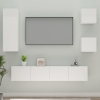 Set de muebles de TV 5 pzas madera contrachapada blanco brillo