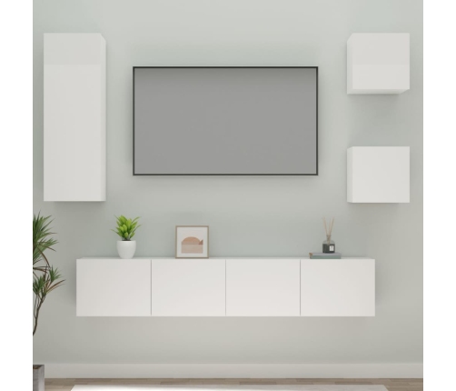 Set de muebles de TV 5 pzas madera contrachapada blanco brillo