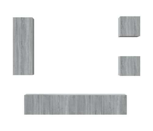 Set de muebles para TV 5 pzas madera contrachapada gris Sonoma