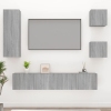 Set de muebles para TV 5 pzas madera contrachapada gris Sonoma