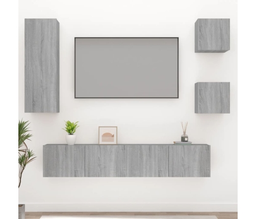 Set de muebles para TV 5 pzas madera contrachapada gris Sonoma