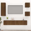 Set de muebles para TV 5 pzas madera contrachapada roble marrón