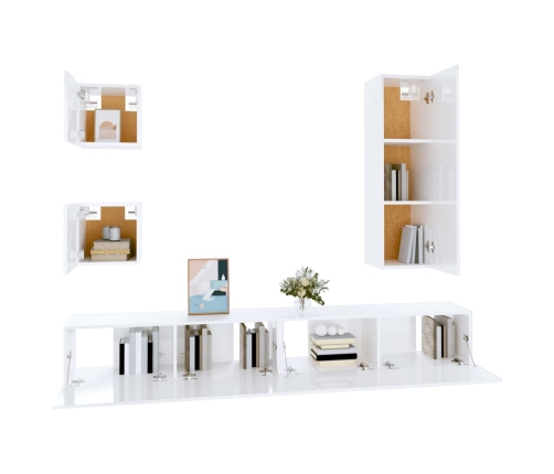 Set de muebles para TV 5 piezas madera contrachapada blanco