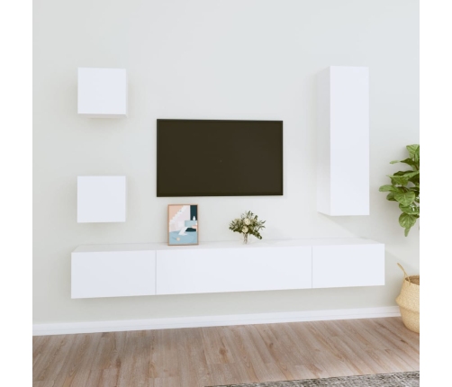 Set de muebles para TV 5 piezas madera contrachapada blanco