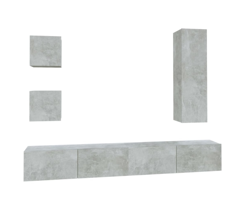 Set de muebles de TV 5 pzas madera contrachapada gris hormigón