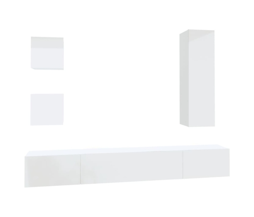 Set de muebles de TV 5 pzas madera contrachapada blanco brillo