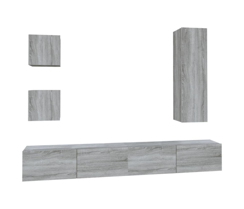 Set de muebles para TV 5 pzas madera contrachapada gris Sonoma