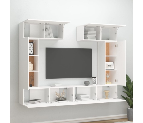 Set de muebles para TV 6 piezas madera contrachapada blanco