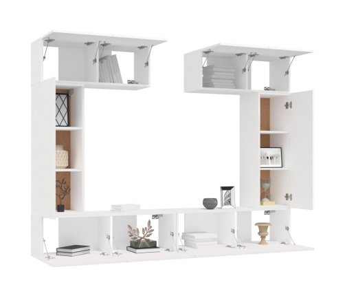 Set de muebles para TV 6 piezas madera contrachapada blanco