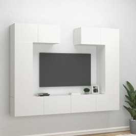 Set de muebles para TV 6 piezas madera contrachapada blanco