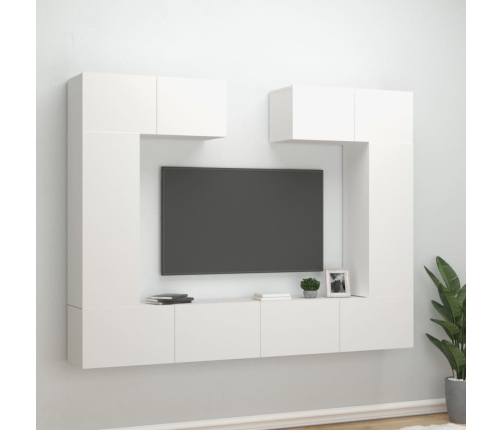 Set de muebles para TV 6 piezas madera contrachapada blanco