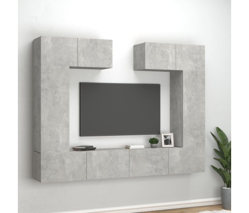 Set de muebles de TV 6 pzas madera contrachapada gris hormigón