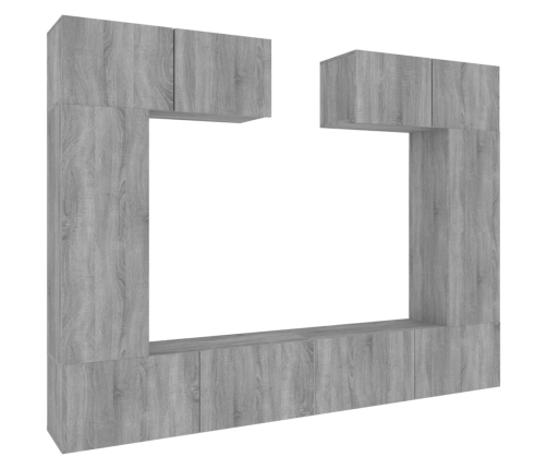 Set de muebles para TV 6 pzas madera contrachapada gris Sonoma