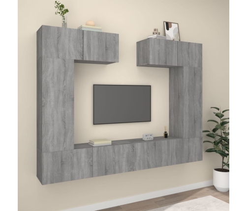 Set de muebles para TV 6 pzas madera contrachapada gris Sonoma