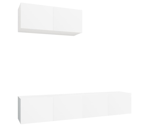 Set de muebles de TV 3 piezas madera contrachapada blanco