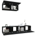 Set de muebles para TV 3 piezas madera contrachapada negro