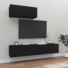 Set de muebles para TV 3 piezas madera contrachapada negro