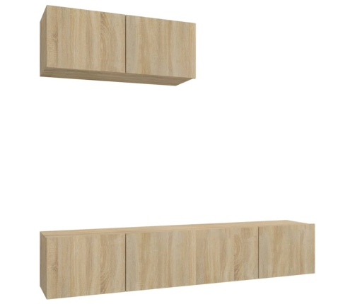 Set de muebles para TV 3 pzas madera contrachapada roble sonoma