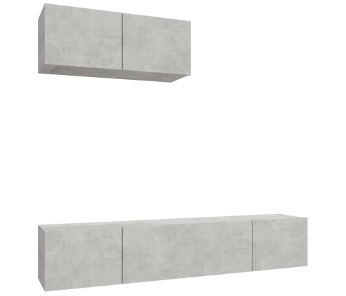 Set de muebles de TV 3 pzas madera contrachapada gris hormigón