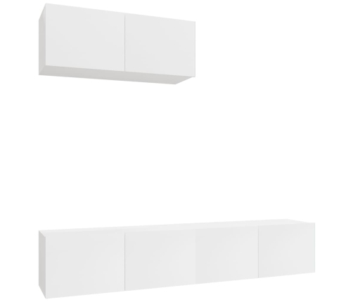 Set de muebles de TV 3 pzas madera contrachapada blanco brillo