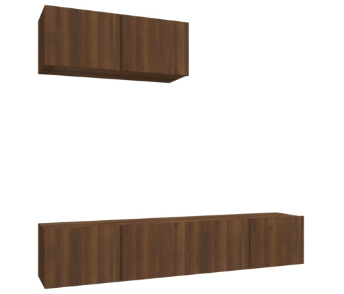 Set de muebles para TV 3 pzas madera contrachapada roble marrón