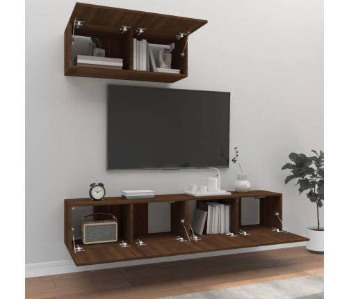 Set de muebles para TV 3 pzas madera contrachapada roble marrón