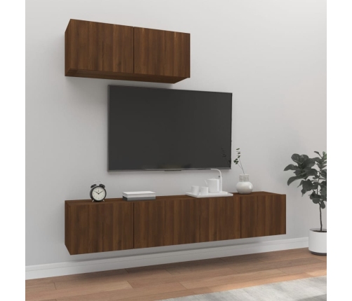 Set de muebles para TV 3 pzas madera contrachapada roble marrón