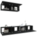 Set de muebles para TV 3 piezas madera contrachapada negro