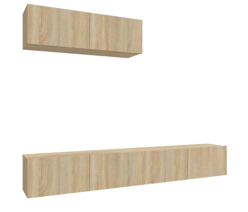 Set de muebles para TV 3 pzas madera contrachapada roble sonoma