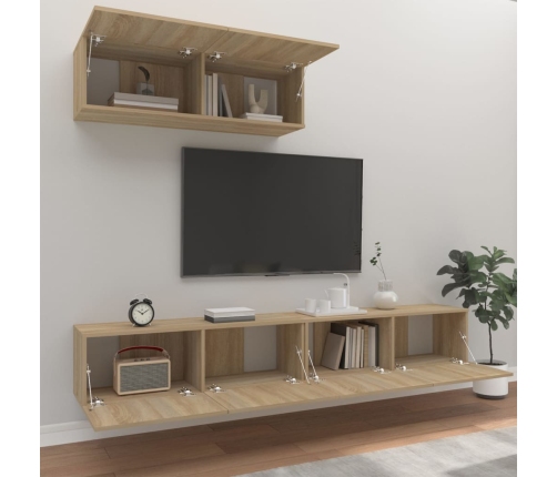 Set de muebles para TV 3 pzas madera contrachapada roble sonoma