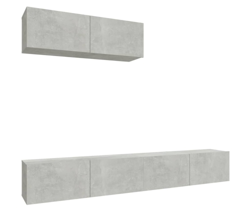 Set de muebles de TV 3 pzas madera contrachapada gris hormigón