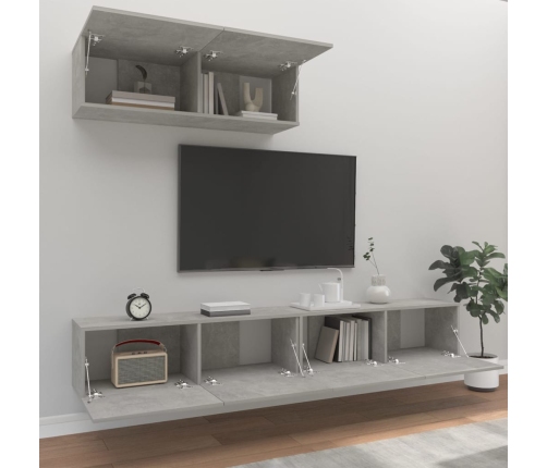 Set de muebles de TV 3 pzas madera contrachapada gris hormigón