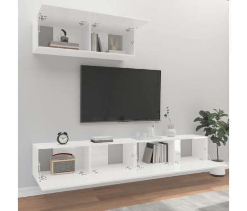 vidaXL Set de muebles de TV 3 pzas madera contrachapada blanco brillo